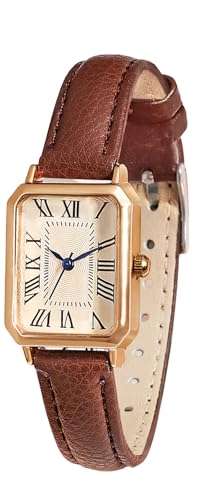 BESTKANG Leather Strap Watches for Women Elegant Dainty Ladies Watch Vintage Rectangle Women Quartz...