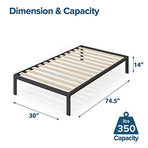 Image of ZINUS Mia Metal Platform Bed Frame, Wood Slat Support, No Box Spring Needed, Easy Assembly, Black, 75 inch x 30 inch