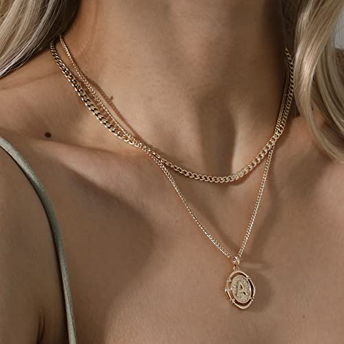 Ascona K Initial Layered Necklaces For Women Girls, Dainty Simple Trendy Gold Plated Multi Layered Layering Letter Alphabet Pendant Chain Necklace #TOP1