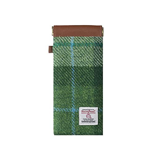 Image of TAILORMAP Harris Tweed Squeeze Leather Sunglasses Pouch Spring Storage Glasses Pouch Holder