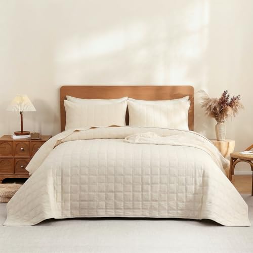 THBNYYDS 100% Cotton Quilt Queen Size Bedding Set, 3-Piece Lightweight