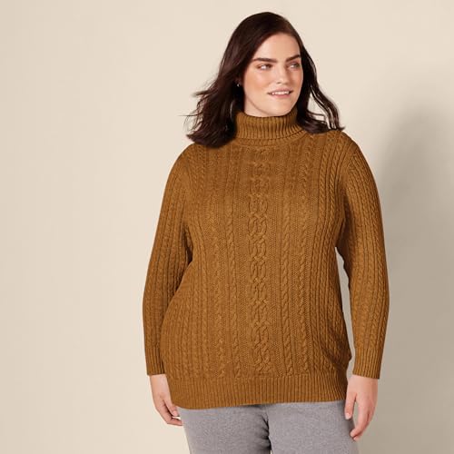 Image of Amazon Essentials Women's Long Sleeve Fisherman Cable Knit Turtleneck Sweater (Available in Plus Size)