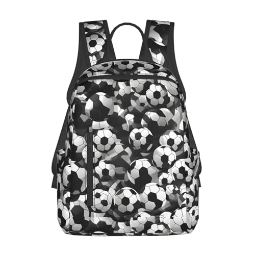 Sac à dos football noir et blanc au design graphique léger et taille unique