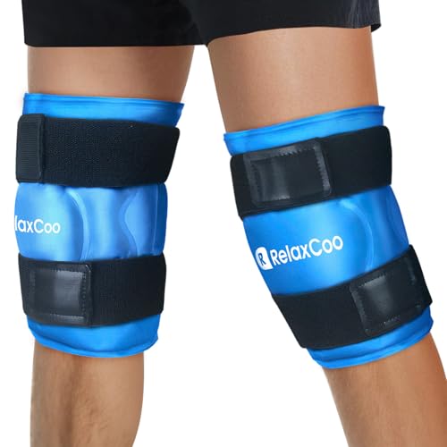 Image of RelaxCoo Ice Pack for Knee Pain Relief, Reusable Gel Ice Wrap for Leg Injuries, Swelling, Knee Replacement Surgery, Cold Compress Therapy for Arthritis, Meniscus Tear and ACL Blue