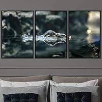 3 Piece Framed Canvas Wall Art Alligators Dramatic Canvas Prints Home Artwork Decoration for Living Room,Bedroom - 16