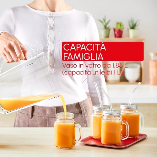 Moulinex Blendforce Essential, Frullatore Multifunzione con Ventilazione del Motore, 2 Velocità e Modalità Pulse, Tritaghiaccio, Lame in Acciaio Inox, Capacità 1.85 L, 450 W, Black Knight, LM4118 - Immagine 4