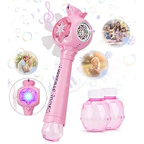 HuiJuKeJi Bubble Machine Gifts for Girls, Magic Princess Bubble Wand With Music Light Automatic Bubble Blower Maker Electric Bubble Machine for Indoor Outdoor Toys for 3 4 5 6 Year Old Girls Gift Cover