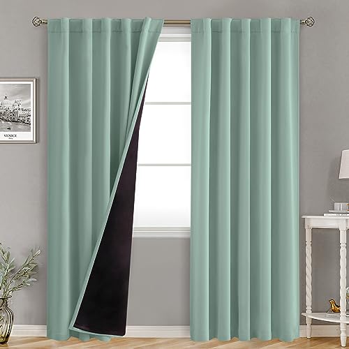 BGment Frosty Green 100% Blackout Curtains with Thermal Insulated Liner