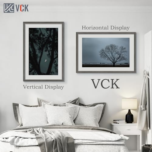 Image of VCK 24x36 Poster Frame Solid Wood Gray Grey 3 Pack Picture Frames 24 x 36 Inches with Wall Mounting Hanging