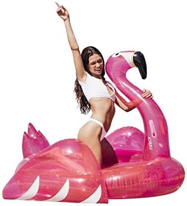Miniatura 6 de Funboy FLA-C - Flotador inflable y gigante con forma de flamenco y con brillantina, para fiestas de verano en la piscina y entretenimiento, tamaño