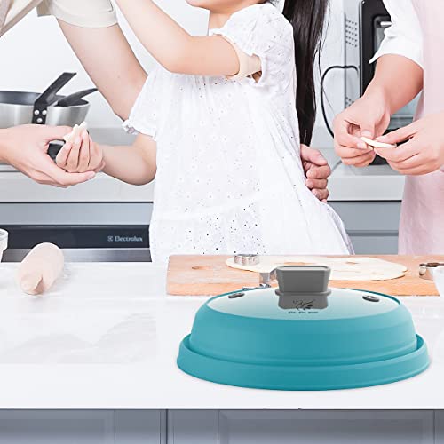 Microwave Splatter Cover Glass Cover Splatter Guard Lid With Collapsible Silicone For Food Cover Plate Cover 11.8 Inch Blue #TOP7