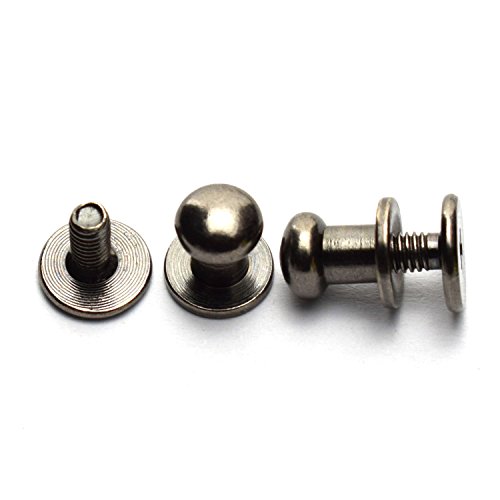 LQ Industrial 30 Pack Black Round Phillips Head Button Stud Screws 6x8x8mm Chicago Screws Nail Rivet for DIY Leather Craft