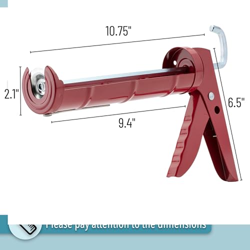 Bates- Caulking Gun, 10:1 Thrust Ratio, Red, Caulking Tool Gun, Caulk Gun No Drip, Hand Caulking Guns, Silicone Gun, Caulking Gun Tool, No Drip Caulk Gun, Caulk Guns, Caulking Gun Dripless - Thumbnail 2