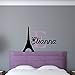 Custom Name Paris Wall Decal - Boys Girls Personalized Name Eiffel Tower Wall Sticker - Custom Name Sign - Custom Name Stencil Monogram - Boys Girls Room Wall Decor