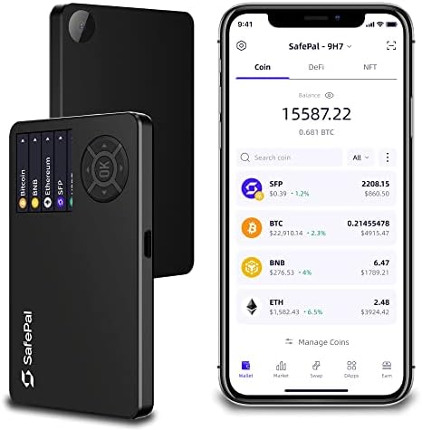 SFP SafePal S1 Cryptocurrency Hardware Wallet, Wireless Cold Storage For Bitcoin, Ethereum & More Tokens, Internet Isolated & 100% Offline, Securely Stores Private Keys, Seeds & Crypto Assets (Black)