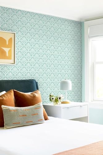 Image of Veki Luxury Floral & Botanical Geometric Wallpaper Mural - Waterproof, Moisture-Proof, Self-Adhesive PVC Wall Sticker for Home & Hotel Decoration (45cm x 300cm) (Light Green)