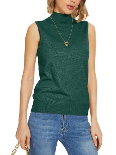 Image of INKOFF Sleeveless Mock Neck Turtleneck Knit Tops Women Dressy Casual Sweater Vest Business Work Tank