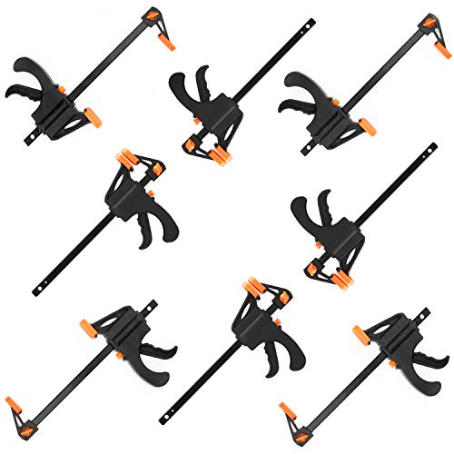 Wood Clamp Set, EnPoint 8 Pack 4 Inch Mini Bar Clamps, ABS Plastic Durable Quick Grip Clamps Set Adjustable Spreader One-Handed Clamps for Woodworking Table Cabinet Gluing Assembly Clamping Workpiece