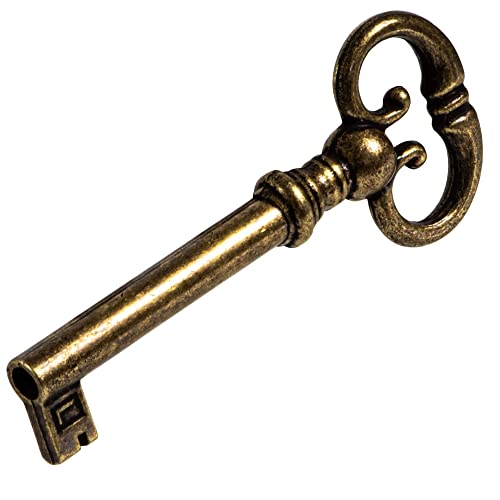 Gedotec Clé de rechange pour serrure de meubles – Clé à raser, décoration pour armoire H2137 – 68 mm – Zinc moulé sous pression en laiton bruni – Rétro antique brut pour tiroirs