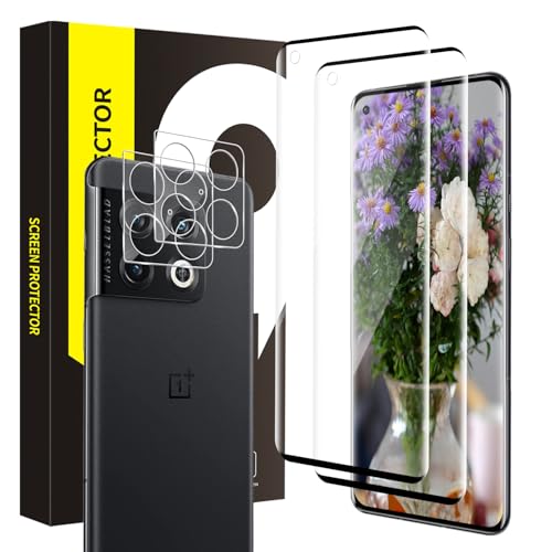 Bodyguard Verre Trempé pour Oneplus 10 Pro, de dureté 9h, Couverture 3D intégrale, Tactile sensible, sans bulles vitre protection, 2+2 Pack HD Claire...