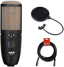AKG Project Studio P420 Multi-Pattern Large Diaphragm Condenser Microphone with Pop Filter & 20' XLR Cable - coolthings.us