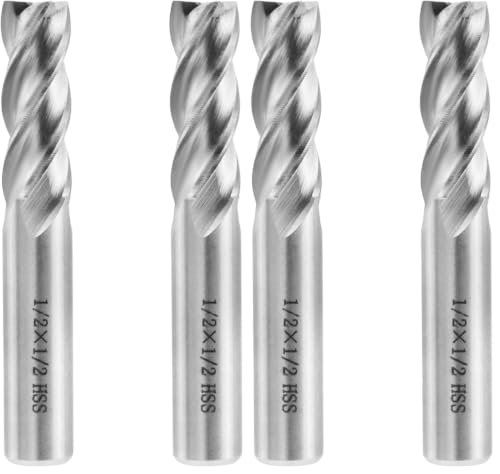 Image of Square End Mill 1 /2 inch Cutting Dia x 1 /2 inch Shank Dia 4 Flute Straight End Mill Cutter - 2pcs (Pack of 2)