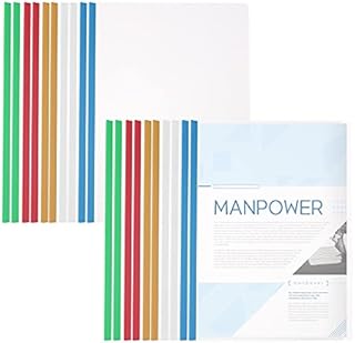 20 Pcs Clear Report Covers Files Clip,A4 Project Presentation Binder with Sliding Bar,Slide Binder Folders,Binding Cover Organizer,Home Office School Supplies,File Documents Classification,5 Colors