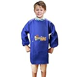 [Einfach, aber nützlich] Unsere Kinderschürze besteht aus Vliesstoff, langen Ärmeln, die die Arme und Kleidung Ihres Kindes sehr gut gegen Malerei oder Schmutz bedecken, Flecken, stark und haltbar, mit einer großen Tasche zum Aufbewahren und Tragen von Gegenständen.