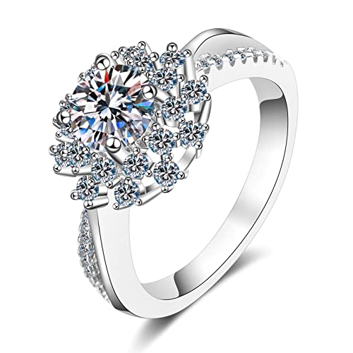 Bague Femme Argent 925 fleur somptueuse moissanite scintillant pour femme moderne