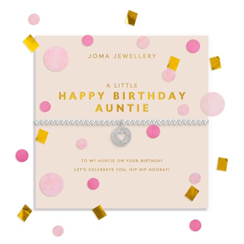 Image of Joma Jewellery CONFETTI A LITTLE HAPPY BIRTHDAY AUNTIE Silver Plated Bracelet 17.5cm stretch