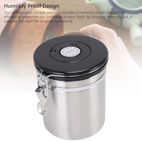 Recipiente hermético para café de acero inoxidable mediano con cuchara 6