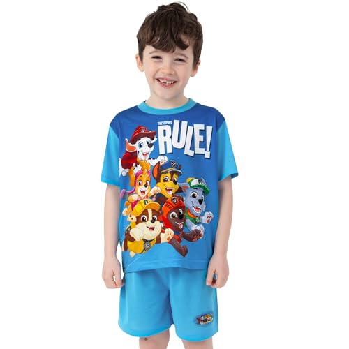 Paw Patrol Pyjamas, Pyjama Garçon Marshall Et Chase, Pyjamas Court A Manches Courtes, Ensemble De Pjs D'Été pour Garçon, Bleu 4-5 Ans – vue 2