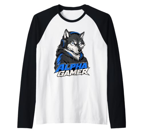 Image of Wolf Gaming Alpha Gamer Headset Esports Video Game Player Raglan Baseball Tee