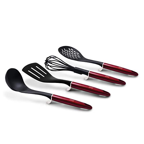 √ Utensili funzionali e stilizzati per tutti gli usi e stili di cucina √ Pratico supporto che aiuta a mantenere le superfici di cottura pulite mentre si cucina √ Design elegante √ Ecologico: privo di PFOA, piombo e cadmio.