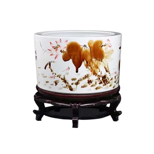 Maceteros para Pecera Pecera de cerámica for Interior y Exterior, pecera China de cerámica for alimentación de Tortugas, pecera Decorativa for jardín, terraza, Sala de Estar, decoración de Escritorio