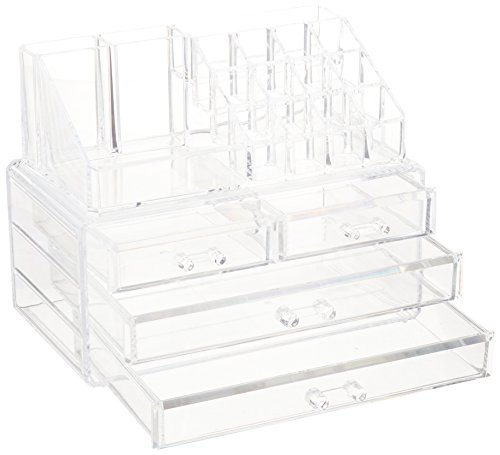 Ferrabelle Acrylic Oranganizer Jewelry Cosmetic Storage Display Boxes 2 Pieces Set (OneSize, Clear)