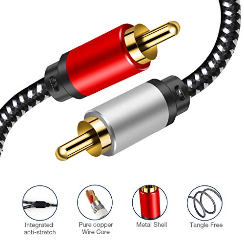 Rca Cable, 2Rca Male To 2Rca Male Audio Stereo Subwoofer Cable, Hi-Fi Sound Nylon Braided Gold-Plated Shielded Rca Audio Cable For Home Theater, Amplifiers, Hi-Fi Systems, Hdtv, Speakers (1.5Ft) #TOP4