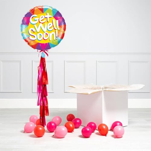 Image of Rozi Decoration Get Well Soon Message Foil Balloons Set | Colorful Round Balloons for Recovery Wishes, Hospital Visit & Home Surprise Decor | Helium or Air Inflatable Pack of 2 Pcs