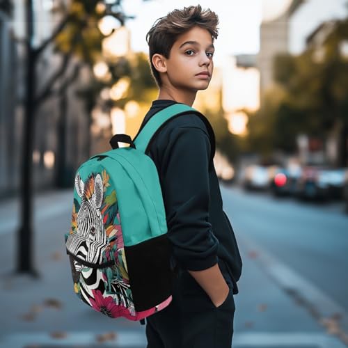 AmzPrint Girls Zebra Backpack Oversized Print Fashion Large Capacity Travel Bag Vintage Lightweight Casual Beige Bookbag3