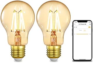 Linkind WiFi Smart Edison Screw Filament Bulb, 4.5W Dimmable Vintage E27 A60 Classic Globe, 350lm, 2200K Soft White, No Hub Required, Compatible with Alexa, Google Home, 2 Pack