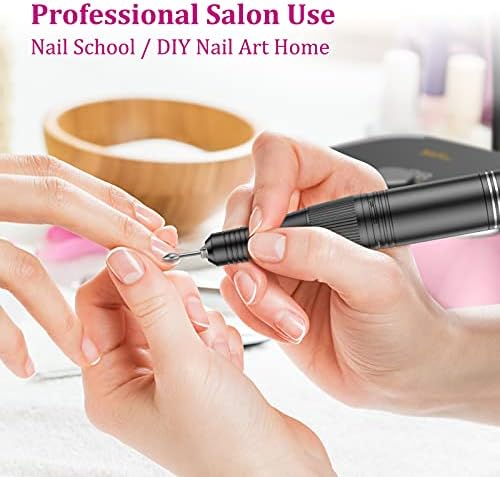Electric Nail Files, YaFex Professional Nail Drill Machine for Acrylic Nails with LED Lamp, Electric Manicure/Pedicure File with 6 Drill Bits and Dual USB Outputs