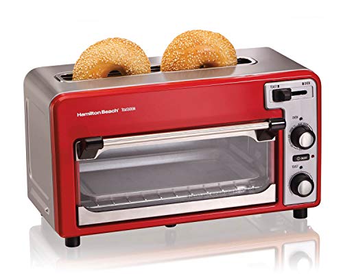 Hamilton Beach 22722 Toastation Toaster Oven w/Wide 2 Slice Toaster Combo, Red - Thumbnail 2