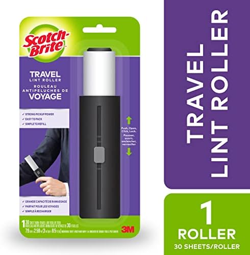 Scotch-Brite Mini Travel Lint Roller with Cover, 30 Sheets, Retractable, Refillable Lint Brush - 1