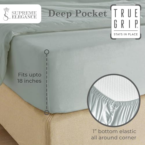 Image of 600 Thread Count Light Gray Bed Sheets Set Twin Size, 100% Cotton Ultra-Soft & Silky, Back to School College Essentials, Wrinkle-Resistant Sateen Weave Deep Pocket Sheet Set (Twin, Soft Silver)