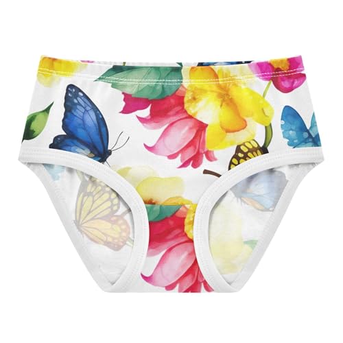 Colorful Flowers Blue Butterflies Toddler Underwear Floral 2t Cotton Panties Little Girl Aesthetic Briefs Girls Undies