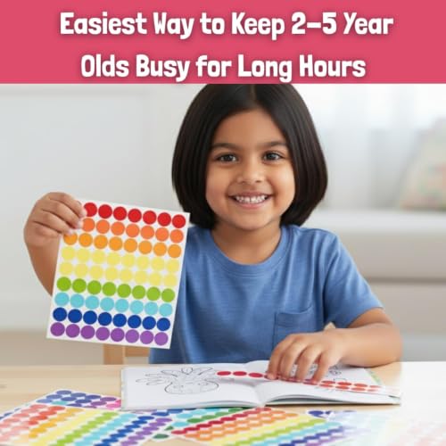 Image of CocoMoco Kids Premium Dot Stickers for Kids with 123, ABC & Animals Sticker Book -1500+ Round Color Stickers Fun Craft Supplies for Boys & Girls, Sticker Activity Book (Pack of 2)