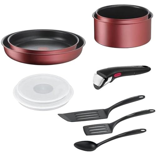 TEFAL L3989502 INGENIO DAILY CHEF Rouge Surprise Set 10 pieces, revetement antiadhésif, tous feux dont induction