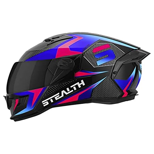 Capacete Fechado Stealth Concept 58 Viseira Fumê Azul/Rosa