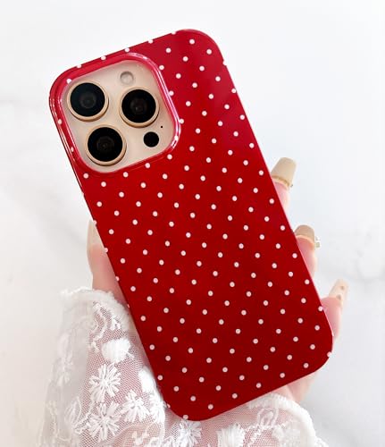 Qokey for iPhone 16 Pro Case Polka Dots - Glossy Wine Red, 6.3 Inch | White Dot Case, TPU Glossy, Cute Simple Aesthetics, Design for Girls Women, Lightweight Soft, Protective Fashionable Cover - image 3