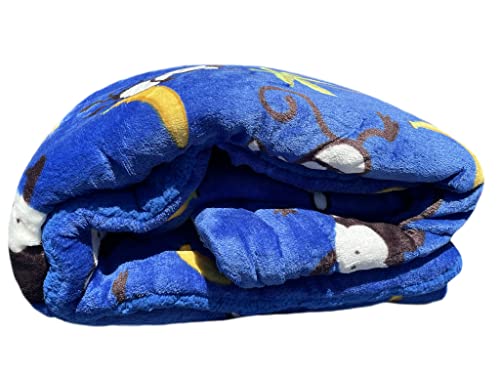 Home Must Haves Baby Ultra Thick Kid's Cartoon Blue Sherpa Boy's Monkey Printed Borrego Stroller Blanket, 39"X51" #TOP2